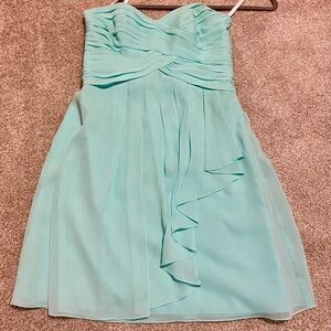 David's Bridal Strapless Turquoise Gown